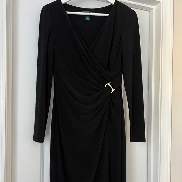 Ralph Lauren Black Faux Wrap Dress - Picture 1 of 6
